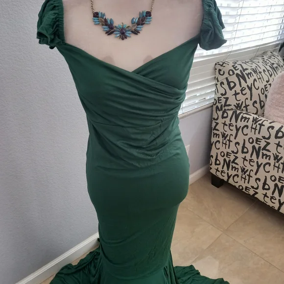Green teal evening/maternity dress size large - Picture 3 of 9